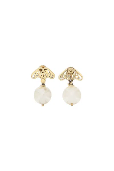 Shop Alexander Mcqueen Pearl And Seal Earrings In Bianco