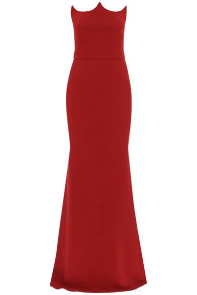 Shop Alexander Mcqueen Peak Corset Evening Dress In Rosso