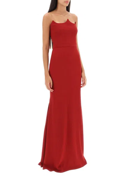 Shop Alexander Mcqueen Peak Corset Evening Dress In Rosso