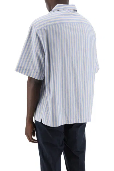 Shop Etro Pegasus Striped Bowling Shirt In Bianco