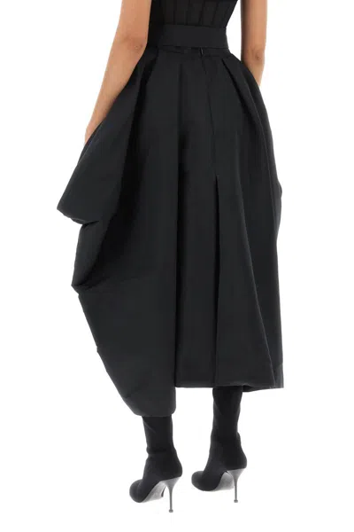 Shop Alexander Mcqueen Peg-top Skirt In Polyfaille In Nero