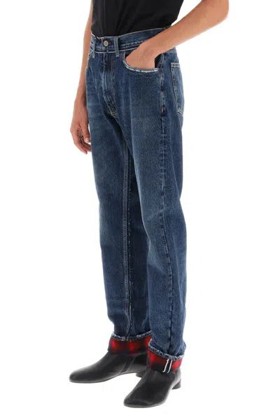 Shop Maison Margiela Pendleton Jeans With Inserts In Blu