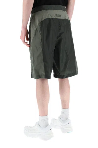 Shop Moncler Perforated Nylon Shorts In Verde