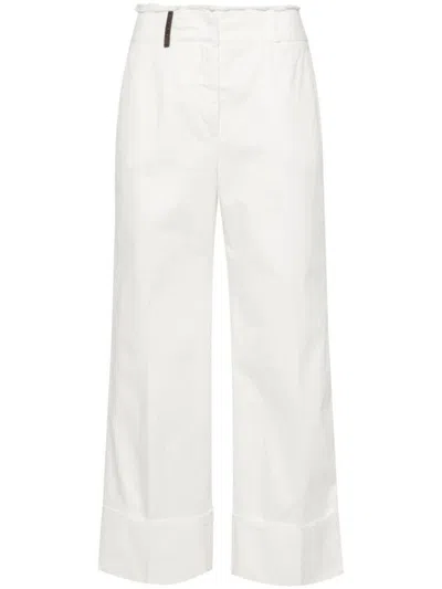 Shop Peserico Wide Leg Trousers In White