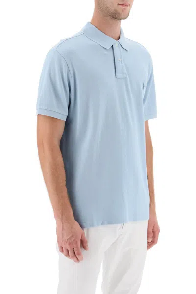 Shop Polo Ralph Lauren Pique Cotton Polo Shirt In Celeste