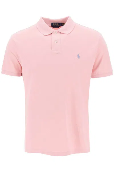 Shop Polo Ralph Lauren Pique Cotton Polo Shirt In Rosa
