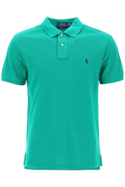 Shop Polo Ralph Lauren Pique Cotton Polo Shirt In Verde