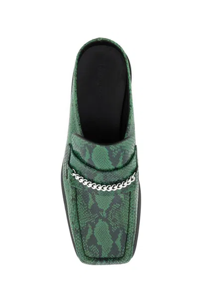 Shop Martine Rose Piton-embossed Leather Loafers Mules In Verde