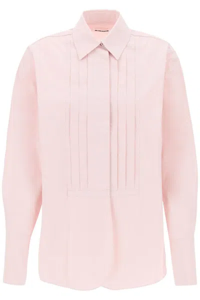 Shop Jil Sander Pleated Bib Shirt With In Rosa