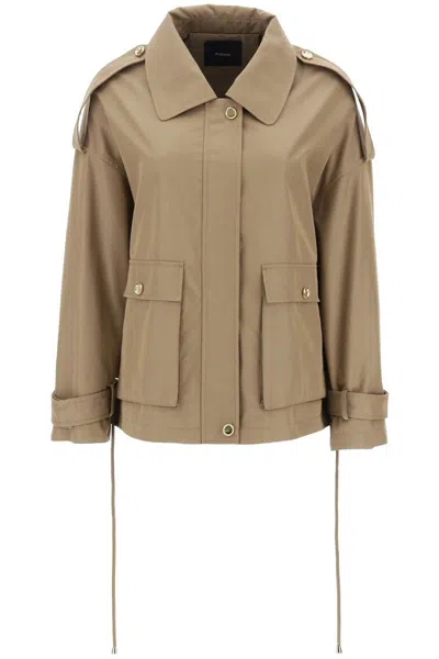 Shop Pinko Polidora Blouson Jacket In Gabardine In Brown