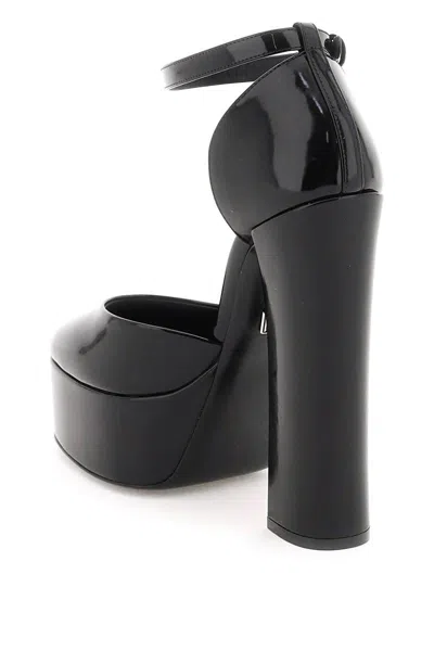 Shop Dolce & Gabbana Polished Leather Platform Pumps In Nero