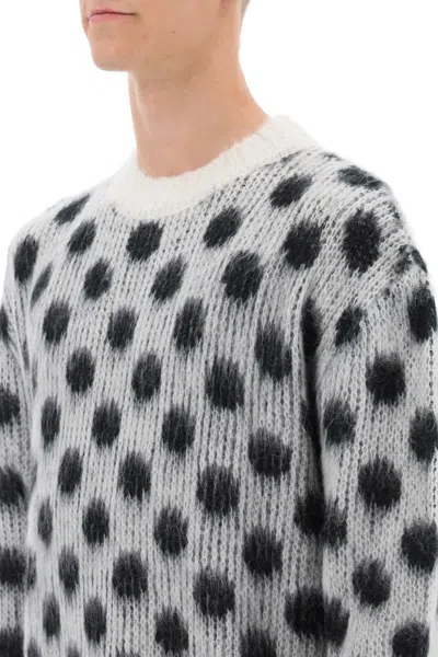 Shop Marni Polka Dot Mohair Sweater In Bianco