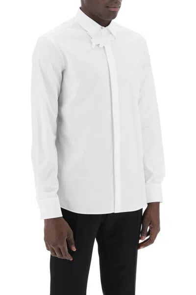 Shop Valentino Poplin Shirt With Flower Patch Detail In Bianco