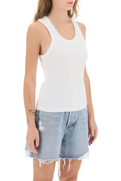 Shop Agolde Poppy Ribbed Tank Top In Bianco