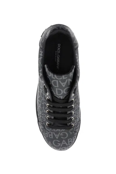 Shop Dolce & Gabbana Portofino Jacquard Sneakers In Nero