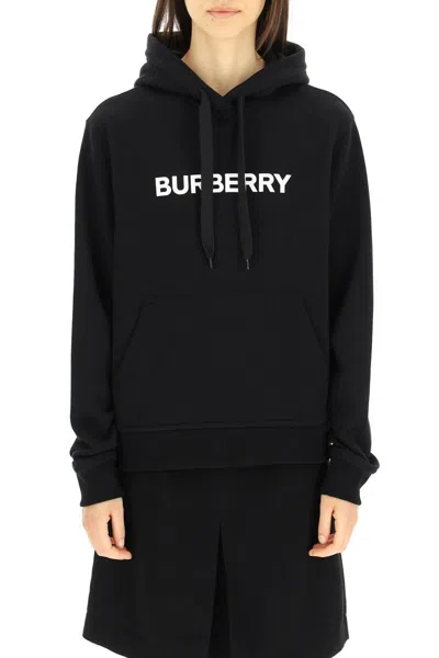 Shop Burberry Poulter Hoodie With Logo Print In Nero