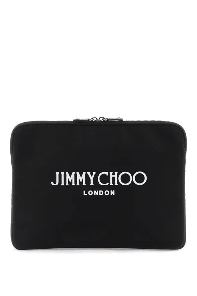 Shop Jimmy Choo Pouch With Logo In Nero