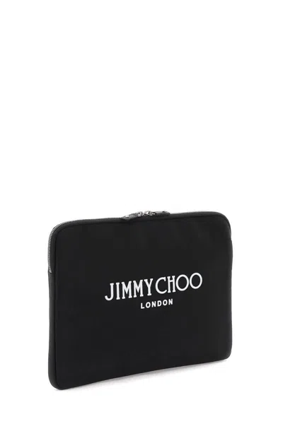 Shop Jimmy Choo Pouch With Logo In Nero