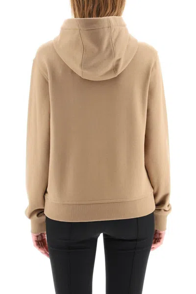 Shop Burberry Poulter Hoodie With Logo Print In Beige