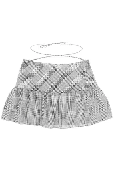 Shop Alessandra Rich Prince Of Wales Miniskirt In Grigio