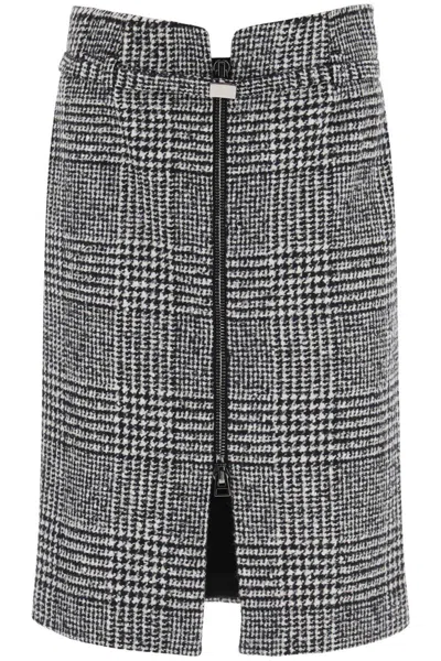 Shop Tom Ford Prince Of Wales Pencil Skirt In Bianco