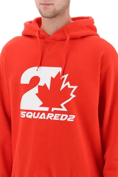 Shop Dsquared2 Printed Hoodie In Rosso