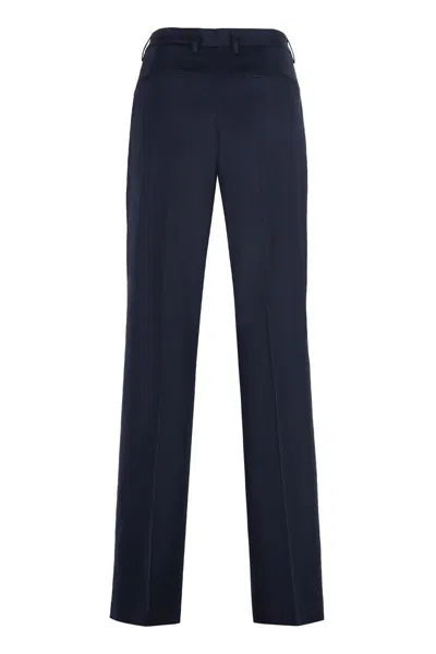 Pt01 Pt Torino Stretch Viscose Trousers In Blue