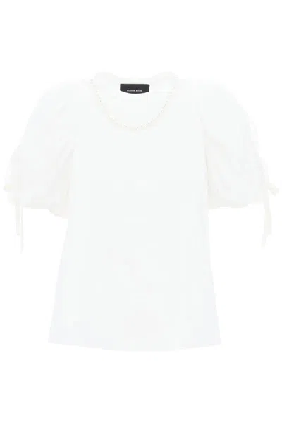 Shop Simone Rocha Puff Sleeves T-shirt In Bianco
