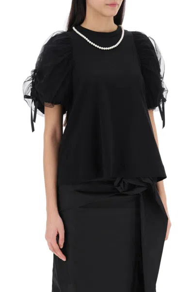 Shop Simone Rocha Puff Sleeves T-shirt In Nero