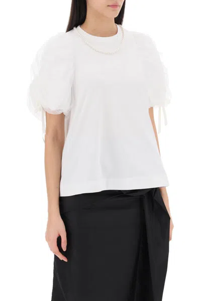 Shop Simone Rocha Puff Sleeves T-shirt In Bianco