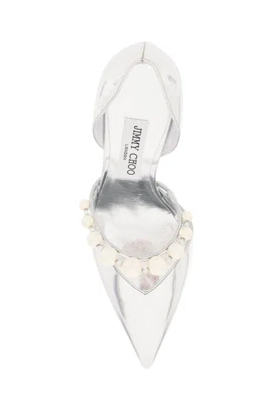 Shop Jimmy Choo Pumps Aurelie 85 With Pearls In Argento