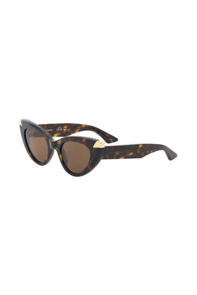 Shop Alexander Mcqueen Punk Rivet Cat-eye Sunglasses For In Marrone
