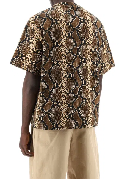 Shop Jil Sander Python-patterned Crewneck T-shirt In Marrone