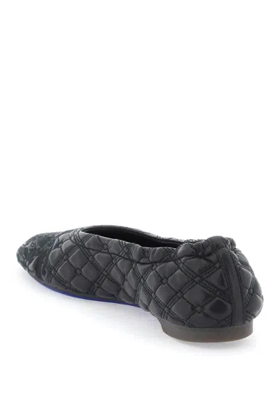 Shop Burberry Quilted Leather Sadler Ballet Flats In Nero