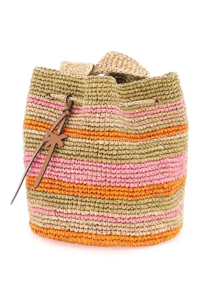 Shop Manebi Raffia 'beach Bucket' Bag In Multicolor