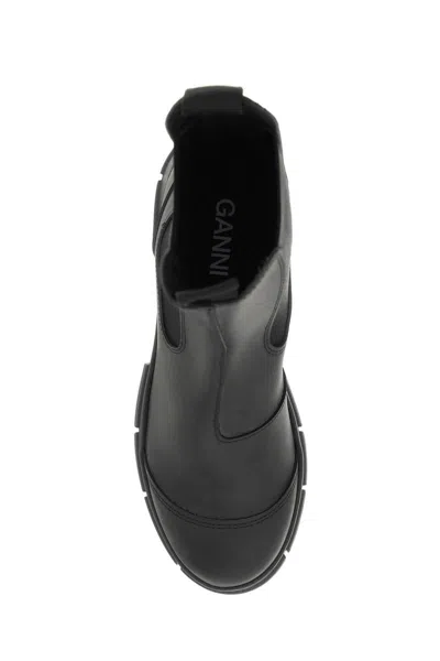 Shop Ganni Recycled Rubber Chelsea Ankle Boots In Nero