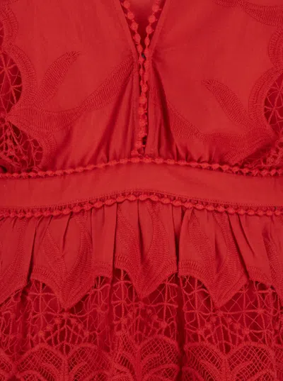 Shop Farm Rio Red Mini Dress With Frill In Techno Fabric Woman