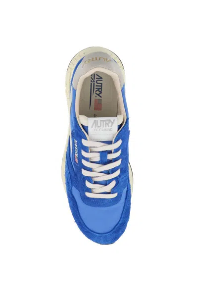 Shop Autry Reelwind Low-top Nylon And Suede Sneakers In Blu