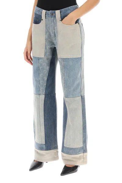 Shop Marine Serre Regenerated Wide-leg Jeans In Blu