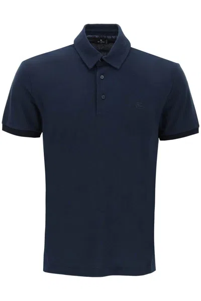 Shop Etro Regular Fit Polo Shirt In Blu