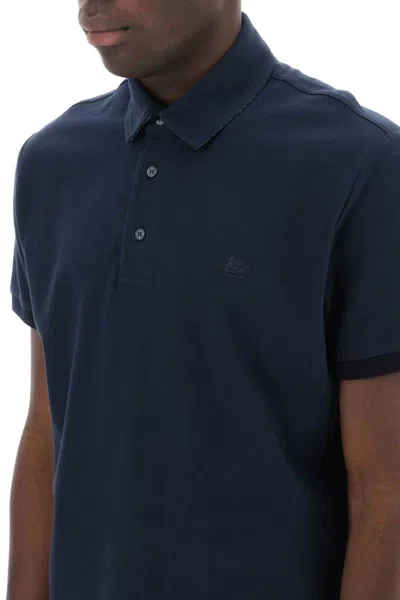 Shop Etro Regular Fit Polo Shirt In Blu