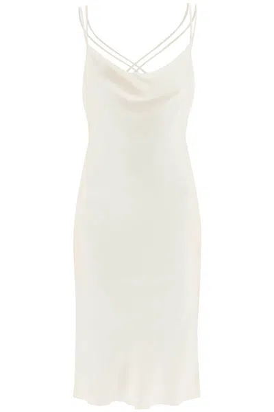 Shop Rotate Birger Christensen Responsible Satin Midi Dress In Bianco