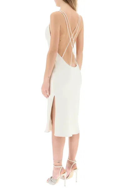 Shop Rotate Birger Christensen Responsible Satin Midi Dress In Bianco
