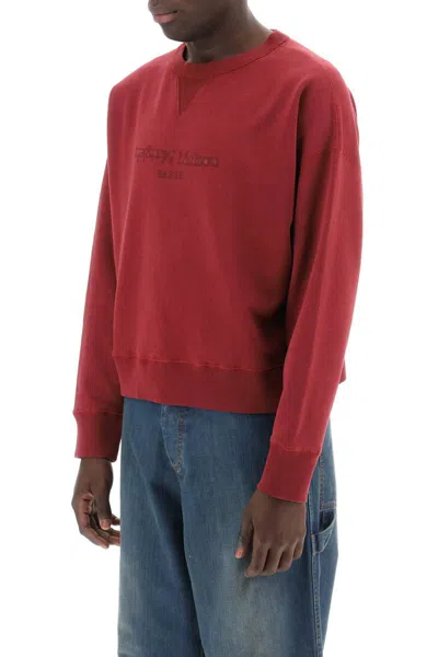 Shop Maison Margiela Reverse Logo Sweatshirt With Hood In Rosso