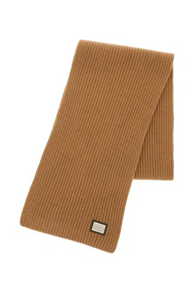 Shop Dolce & Gabbana Ribbed Cashmere Scarf In Marrone