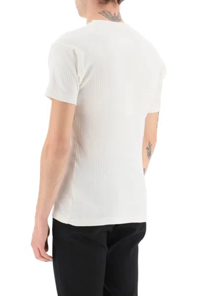 Shop Maison Margiela Ribbed Cotton T-shirt In Bianco
