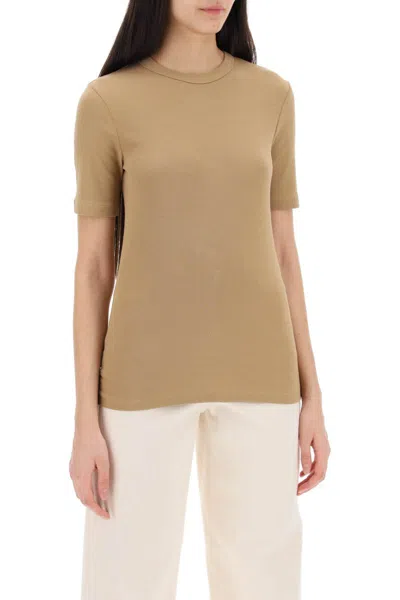 Shop Totême Ribbed Jersey T-shirt For A In Marrone