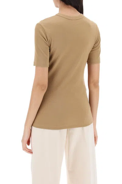 Shop Totême Ribbed Jersey T-shirt For A In Marrone
