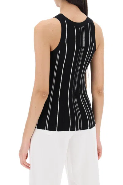 Shop Totême Ribbed Knit Tank Top With Spaghetti In Nero