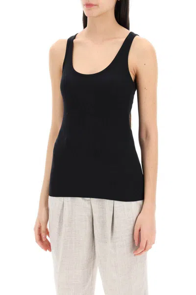 Shop Totême Ribbed Sleeveless Top With In Nero